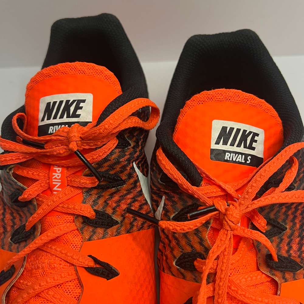 Nike Zoom Rival S 8 Mens 14 Orange Black Track Field Sprint Spikes 806554-811 - Picture 6 of 9